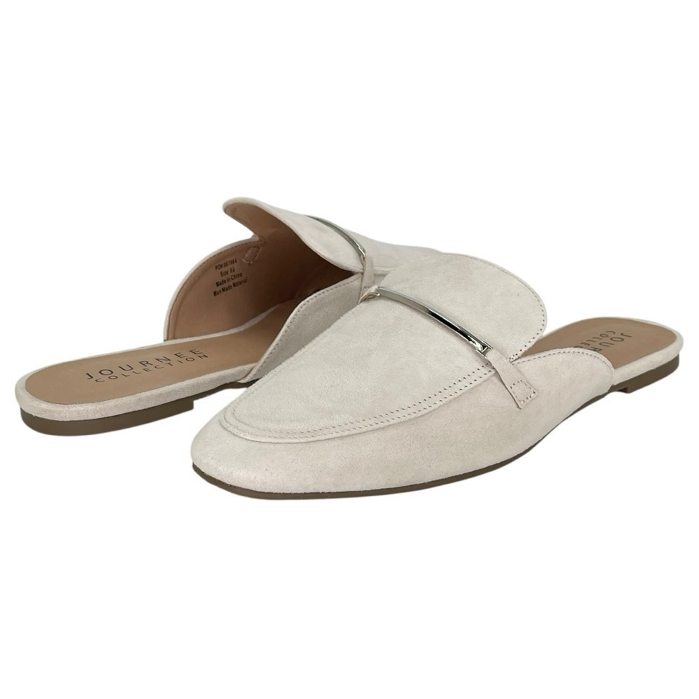 Journee Collection Ameena Cream Microsuede Womens Mules Size 8.5M - Picture 9 of 11